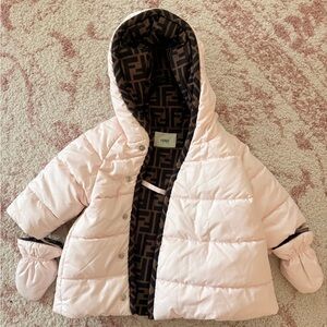 NEW FENDI Pink Puffer Jacket for Kids